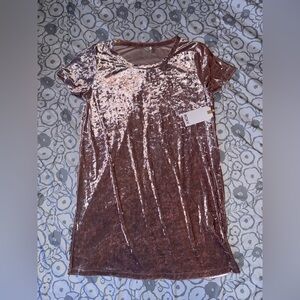 Women’s Roxy Crushed Velvet Baby Doll Dress in Rose Gold Large NWT